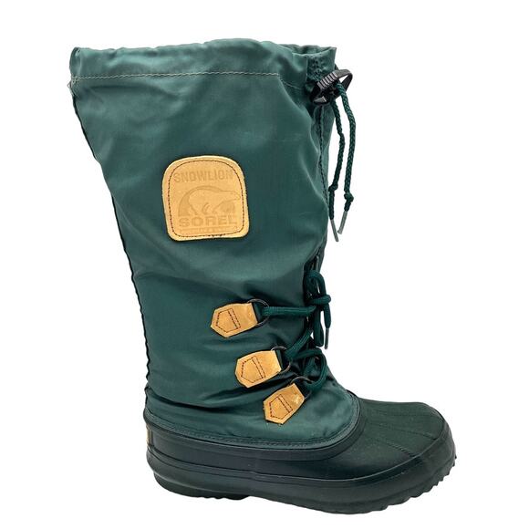 VTG SOREL Snowlion Tall Insulated Winter Snow Boots in Hunter green RARE SZ 6 - Picture 1 of 12